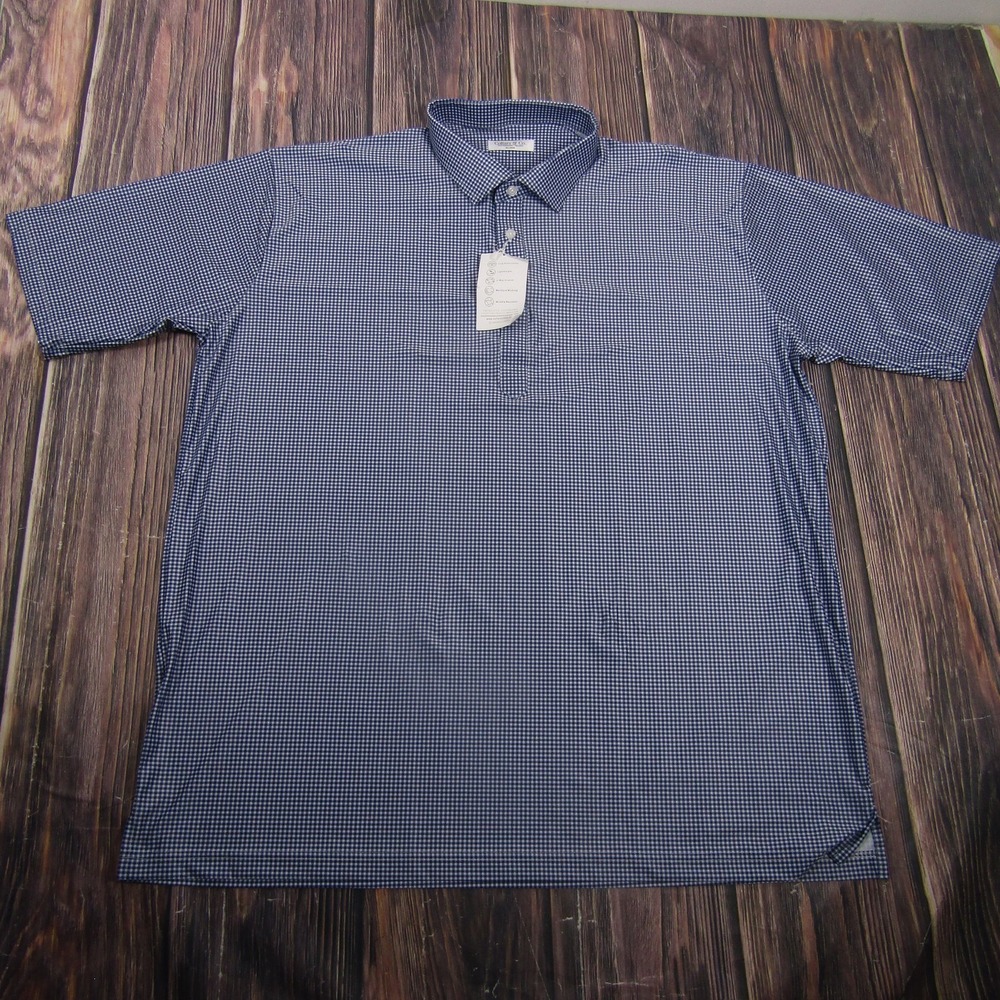 Collars & Co. Dress Collar Polo Shirt‎ Mens 3XL Blue Gingham Featherweight